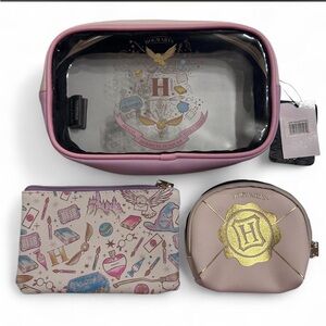 Harry Potter Hogwarts 3 Pc Cosmetic Bag Set ✨ NWT Travel Makeup Pouches